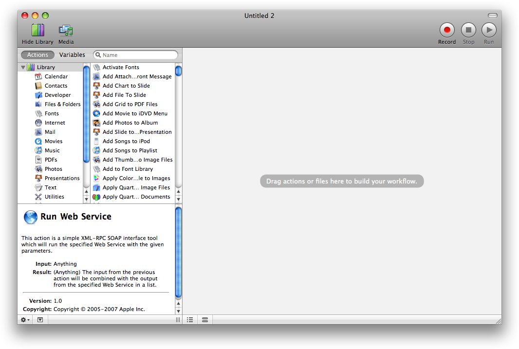 mac os x automator search for selected text